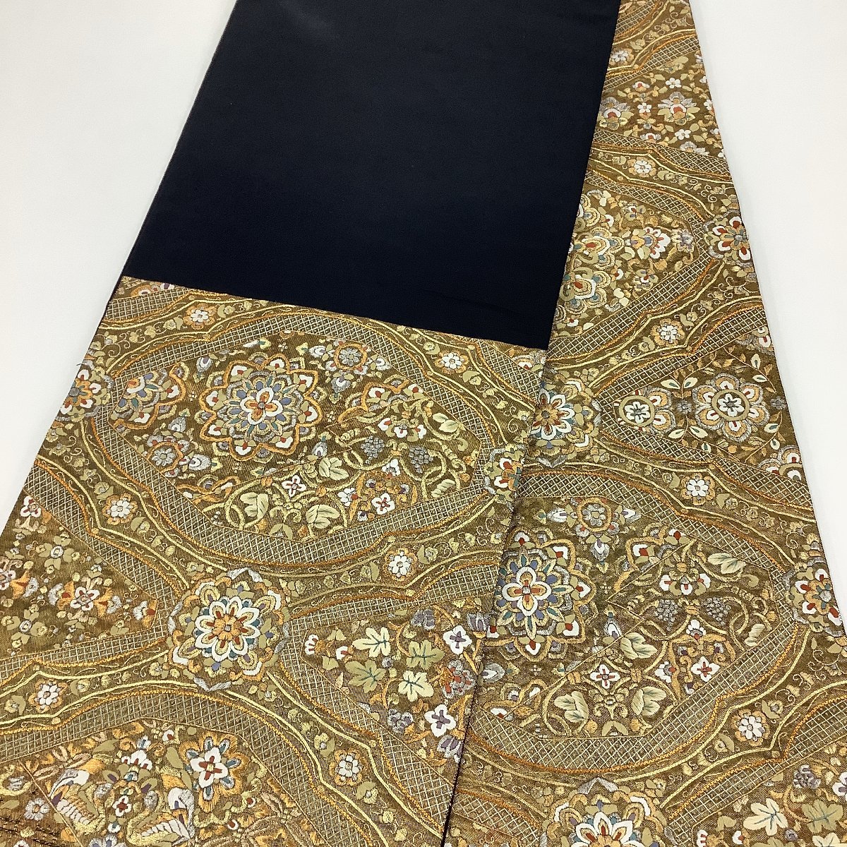 きものcocon☆袋帯(六通)☆豪華刺繍☆正絹・他/金系/長さ426/幅31【12 