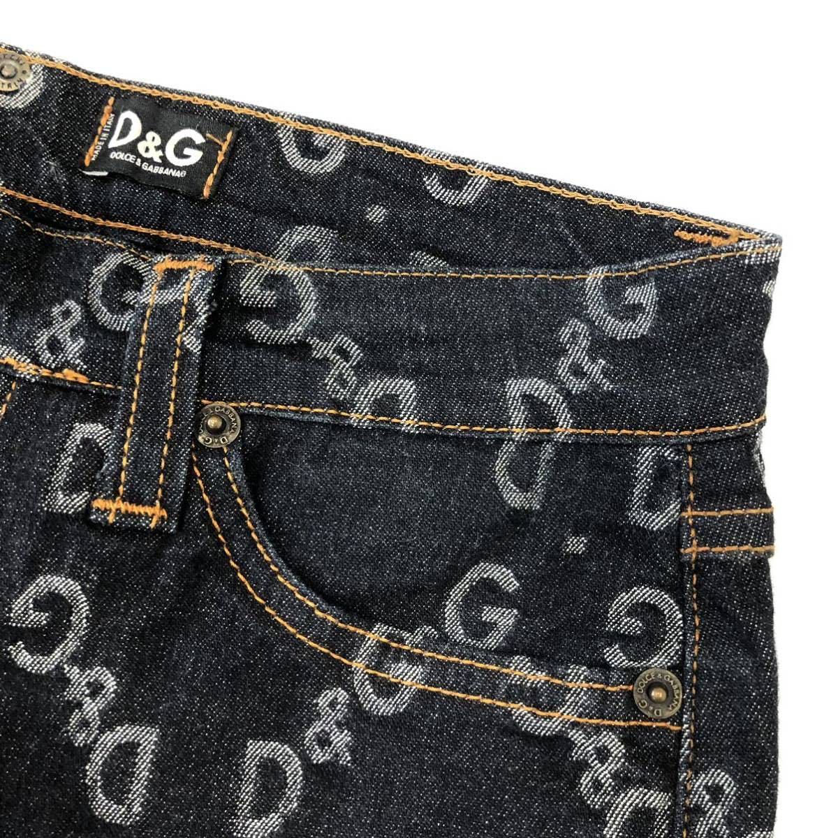 美品 DOLCE&GABBANA ドルチェ&ガッパーナ 総柄 ロゴパターン デニム 