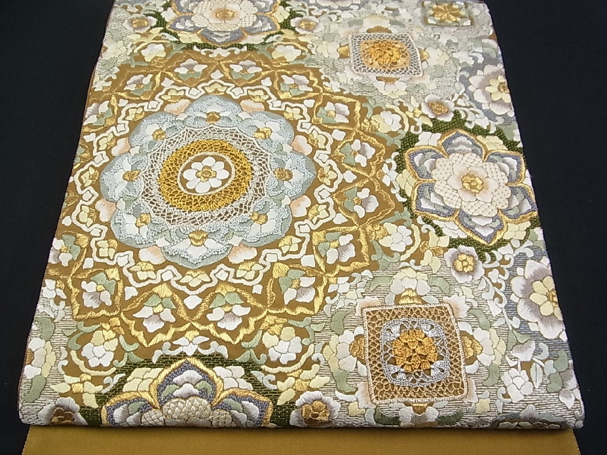  平和屋着物 極上 太鼓柄袋帯 総刺繍 宝相華 金銀糸 逸品 km1489(仕立て上がり)｜売買されたオークション情報、yahooの商品情報をアーカイブ公開 - オークファン 仕立て上がり