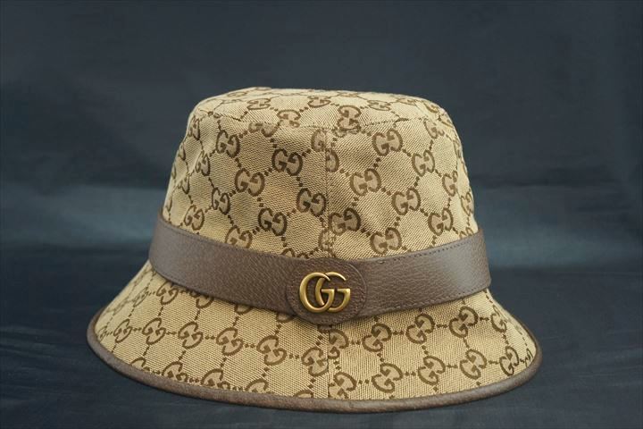 ◆ 美品 GUCCI / グッチ GGキャンバス フェドラハット バケット ハット 4HG62 GG 総柄 ロゴ ブラウン サイズ:L 133212