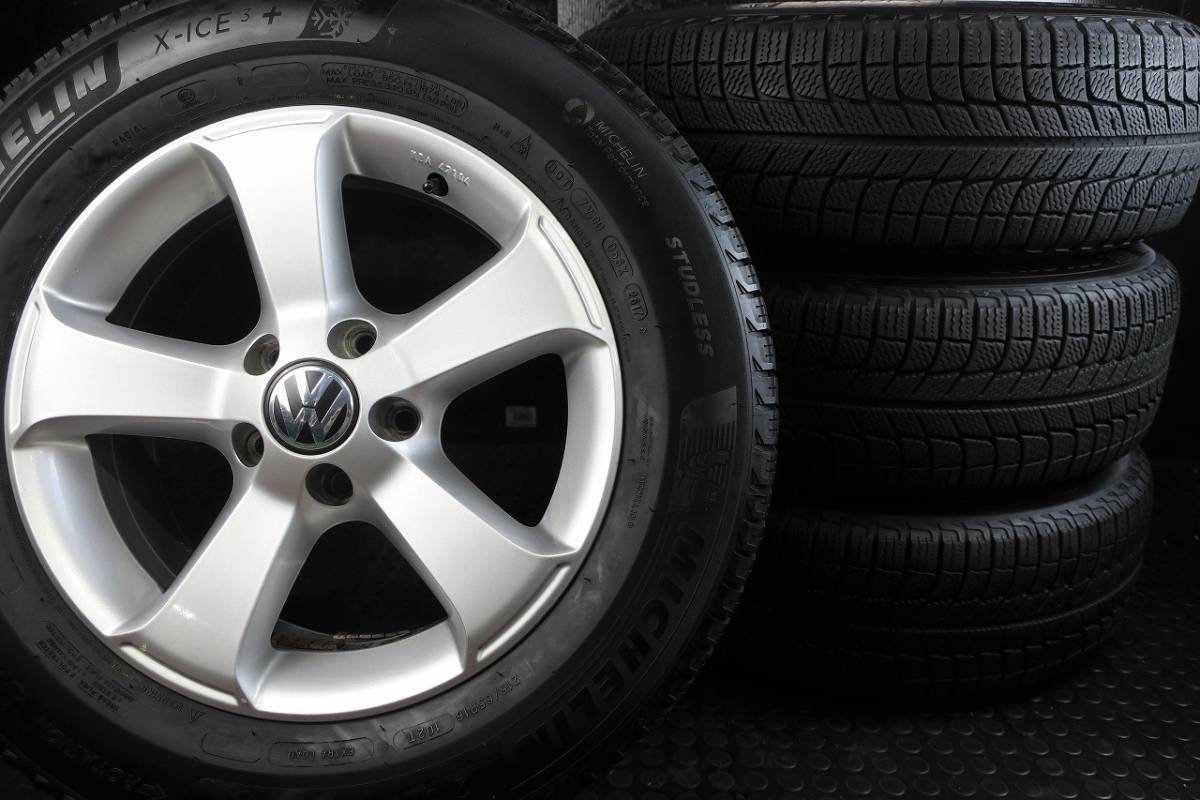 VW フォルクスワーゲン純正 ティグアン 16×6.5J +42 PCD112/5H バリ山 スタッドレス 顧客満足度NO1 ミシュラン X-ICE3+ 215/65R16 4本SET
