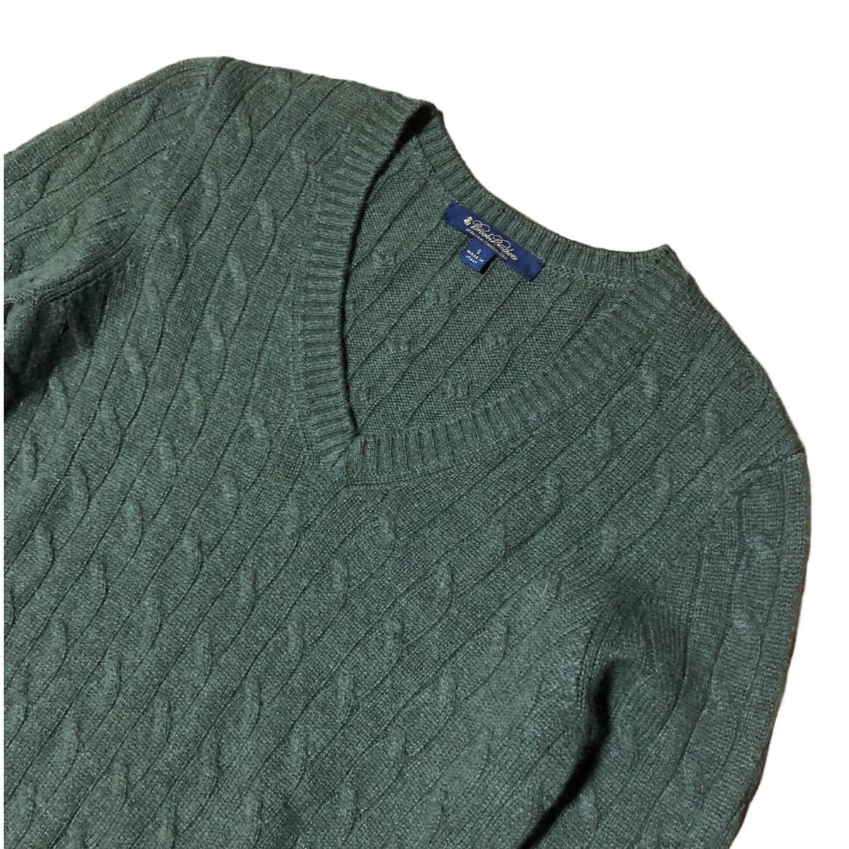 イタリア製 BROOKS BROTHERS ピュアカシミヤニット セーター カーキ S 