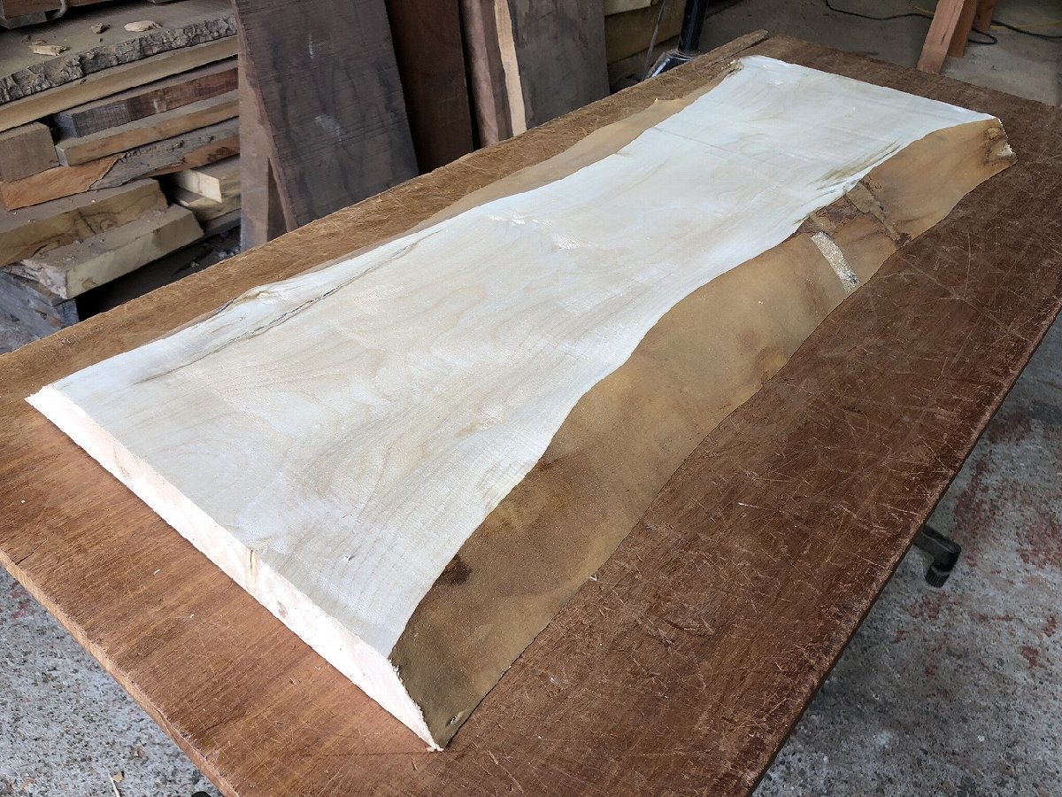 一枚板 | 千年家具 一 - 0 1820×755-860×58 全面縮杢 白栃（トチ） 栃（トチ）全面縮杢_2370×760-800-810×55_浅草本店_テーブル天板&frasl;一枚 栃 全面杢 ≪浅草本店≫栃（トチ） 2440×1060-900-810×60 全面縮杢・バール杢 榎本銘木店