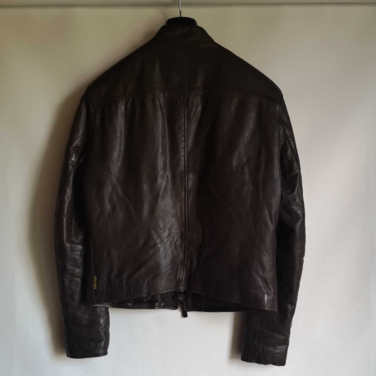 AJ ARMANIJEANS アルマーニジーンズ レザージャケット シングルライダース 革ジャケット レザー 羊革 Mサイズ ARMANI JEANS アルマーニジーンズ JEANS(アルマーニ レザージャケット・ブルゾン&frasl;46 レザーライダーズ