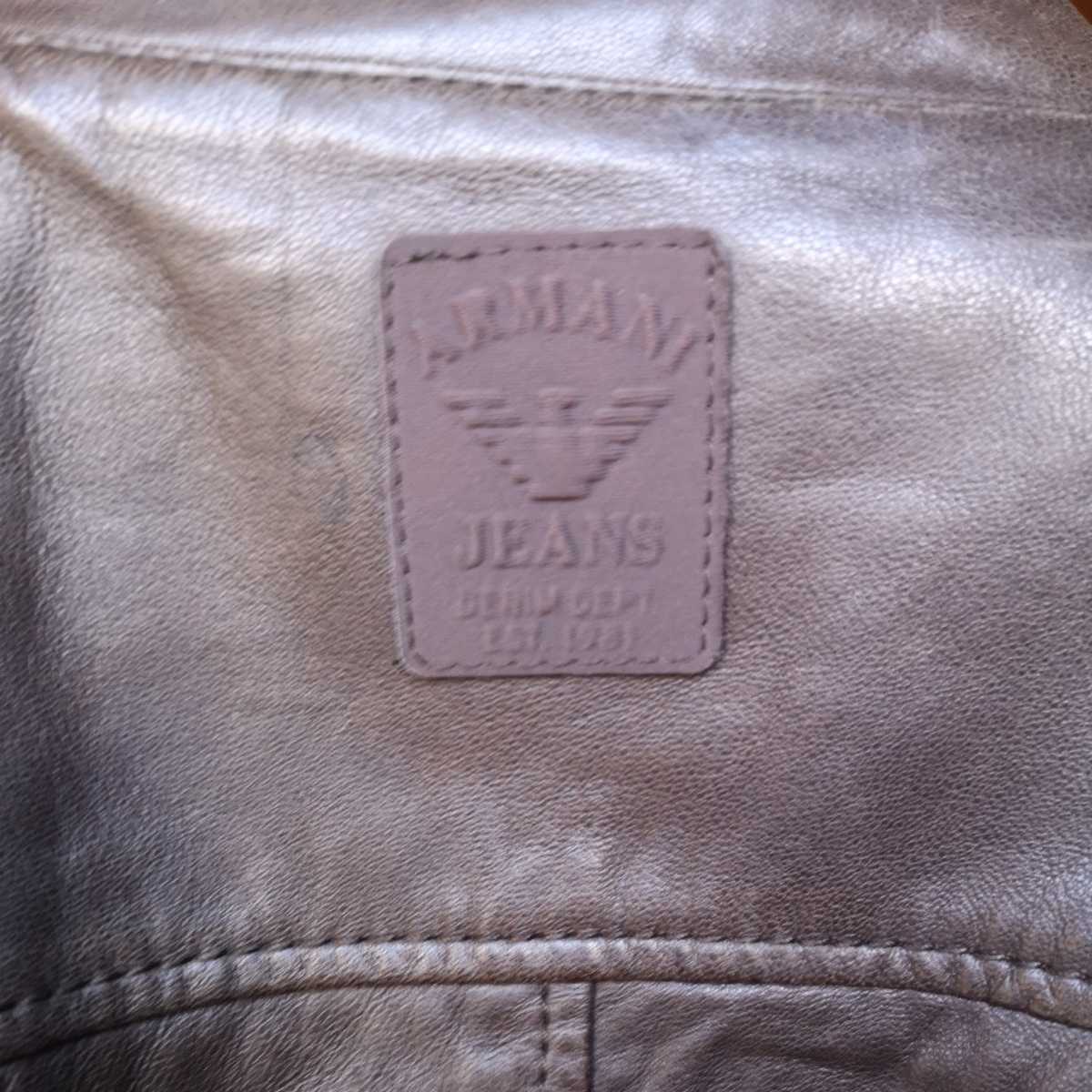 AJ ARMANIJEANS アルマーニジーンズ レザージャケット シングルライダース 革ジャケット レザー 羊革 Mサイズ ARMANI JEANS アルマーニジーンズ JEANS(アルマーニ レザージャケット・ブルゾン&frasl;46 レザーライダーズ