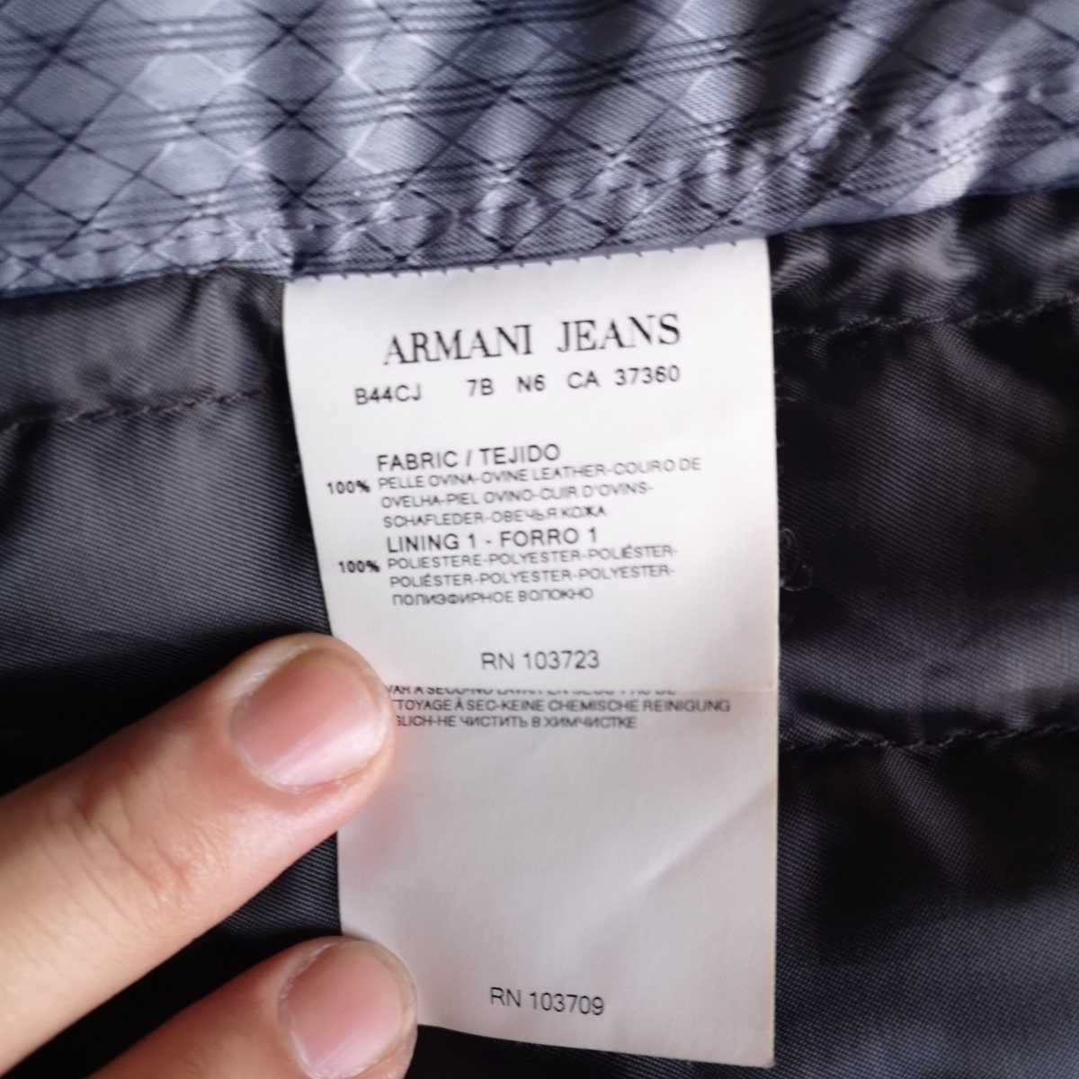 AJ ARMANIJEANS アルマーニジーンズ レザージャケット シングルライダース 革ジャケット レザー 羊革 Mサイズ ARMANI JEANS アルマーニジーンズ JEANS(アルマーニ レザージャケット・ブルゾン&frasl;46 レザーライダーズ