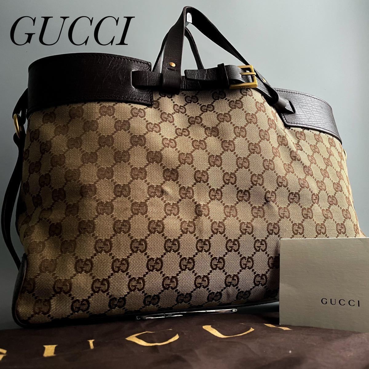 格安，人気SALE 1円 極 GUCCI グッチ トートバッグ ブリーフケース A4収納 GG柄 ビジネス メンズ レディース キャンバス レザー 本革 保存袋付(かばん、バッグ)｜売買されたオークション情報、yahooの商品情報を かばん、バッグ