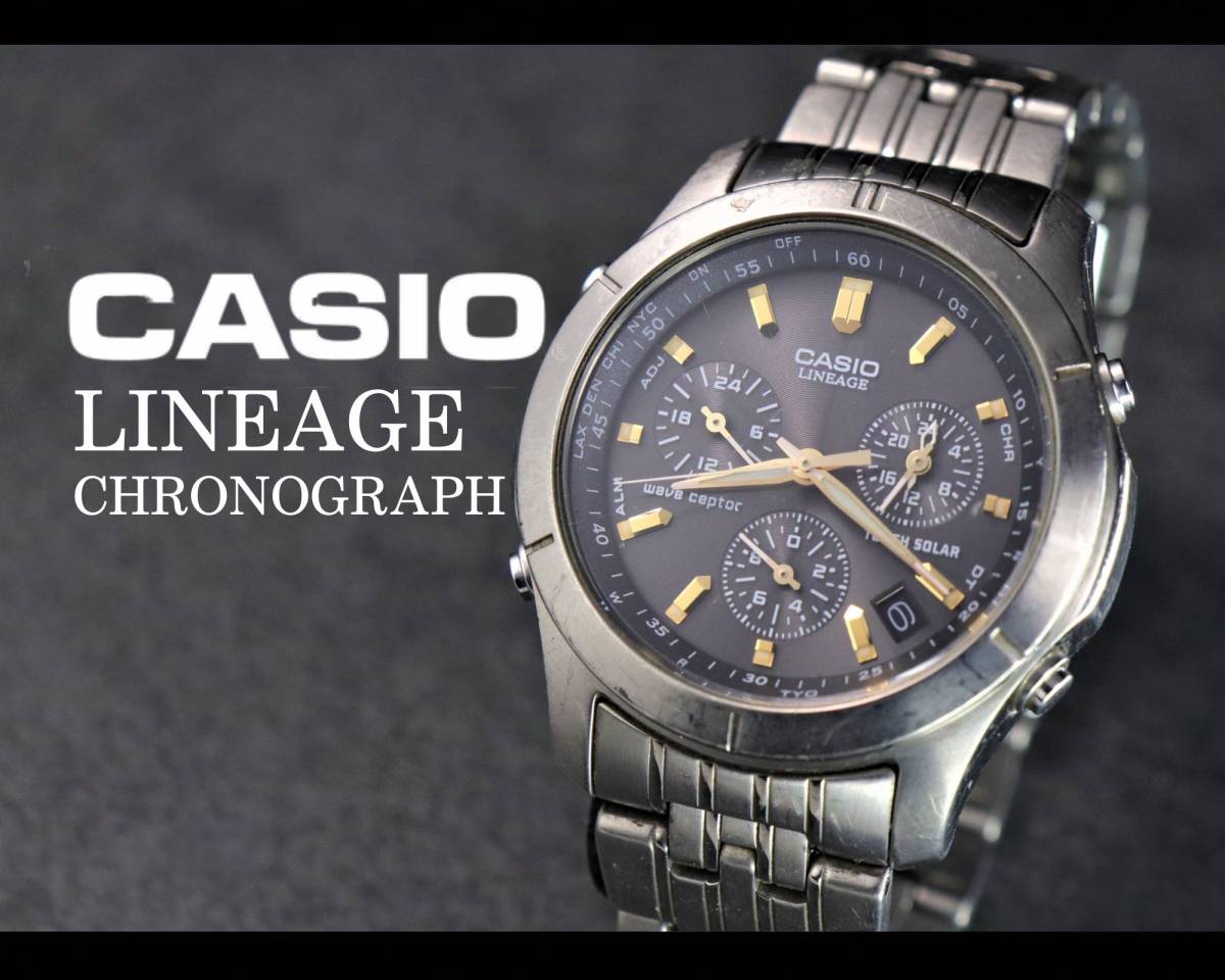 稼動 CASIO 短 LINEAGE カシオ リニエージ メンズウォッチ 売買された 