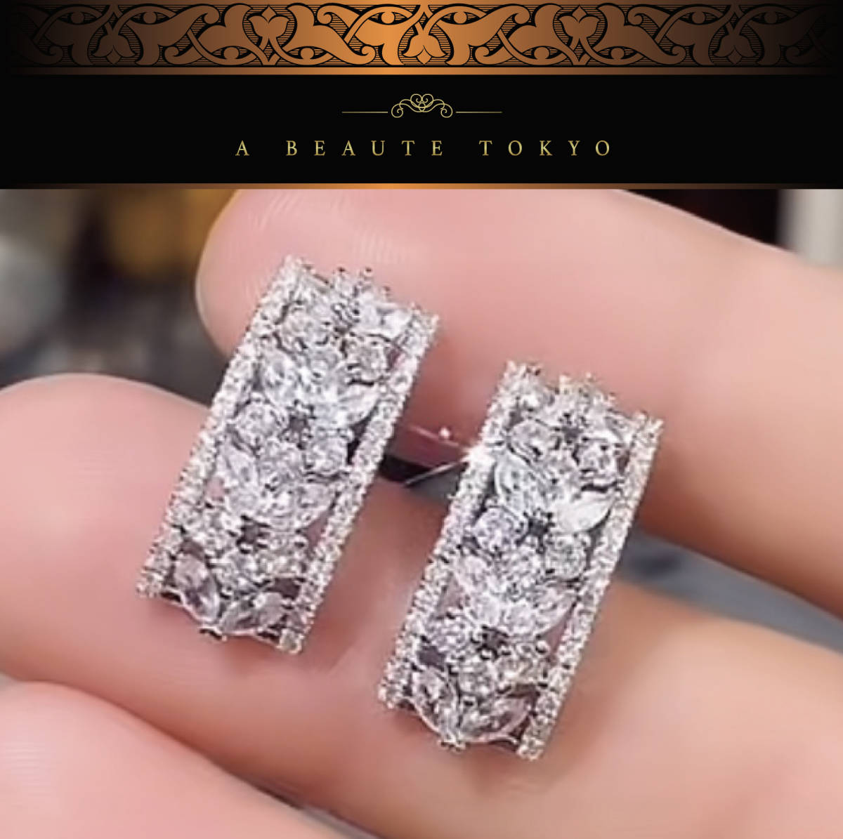 新品◆輝き保証 フラワー 半円 リング ピアス SONAダイヤモンド シルバー◆silver925 ジュエリーポーチ 保証書 モアサナイト レディース CZ