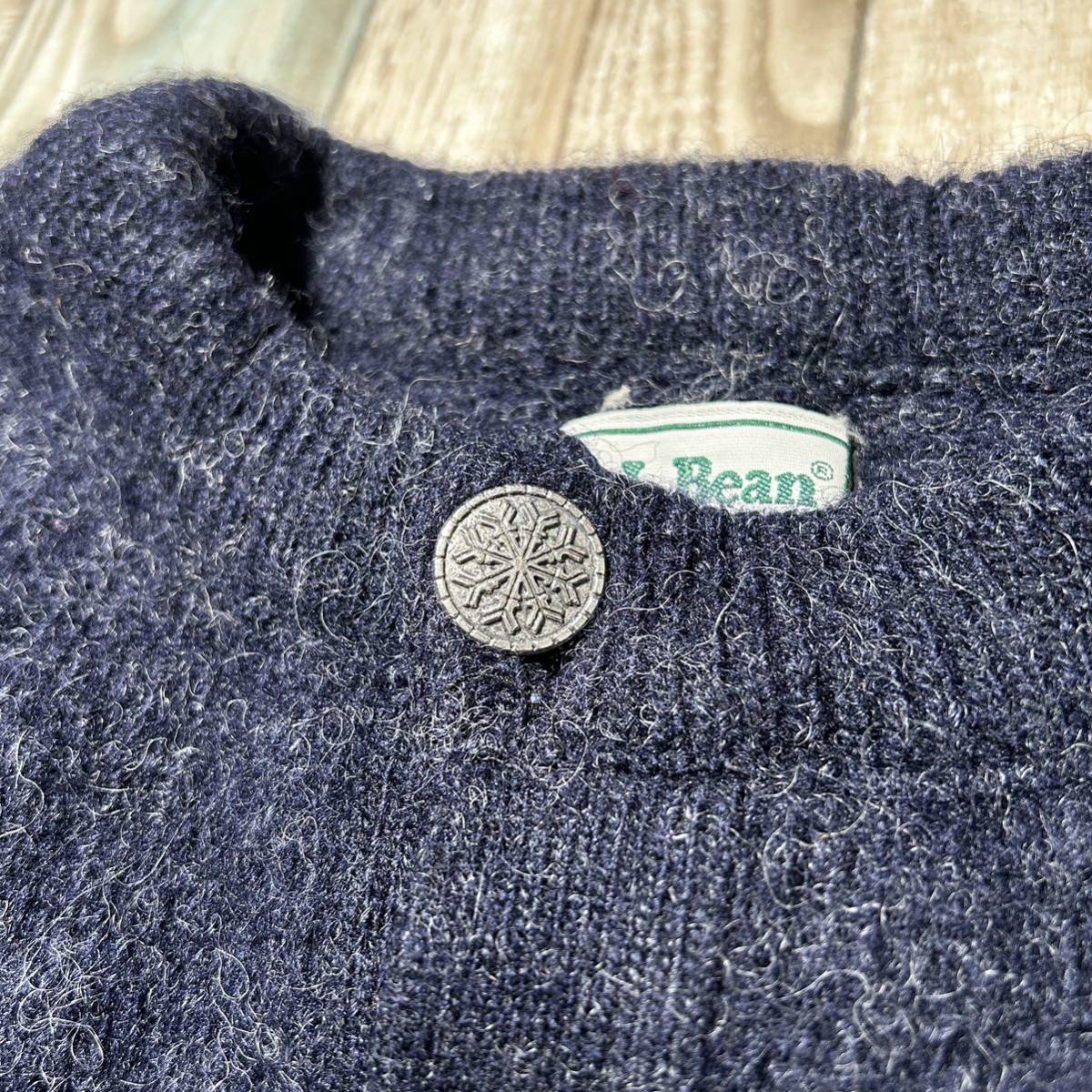 80s LLBean エルエルビーン バーズアイ ニット ヘンリーネック XL 在原 