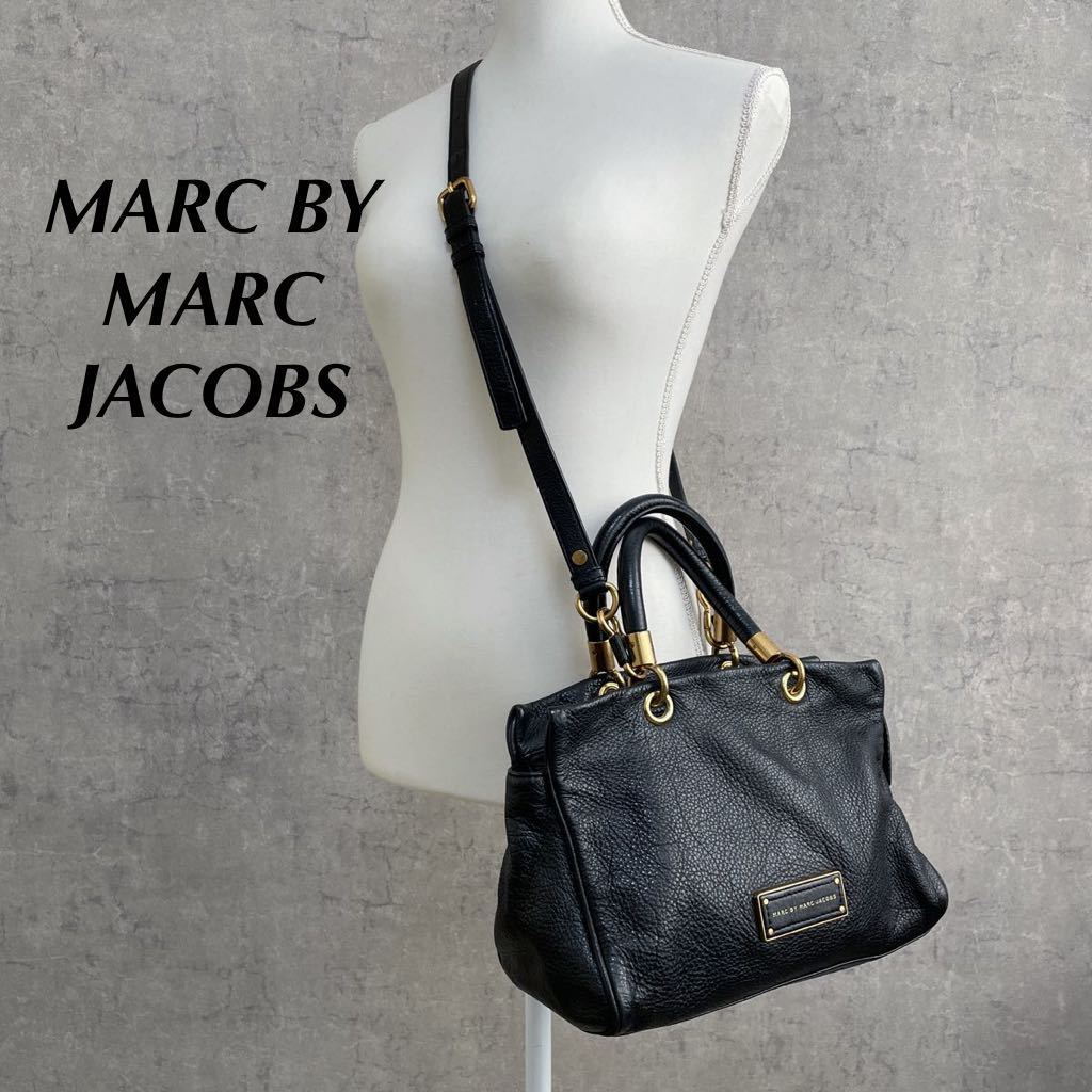 マークジェイコブス　MARC JACOBS 黒　レザー　ショルダーバッグ　ハンドバッグ　2way ゴールド金具　黒レザーバッグ