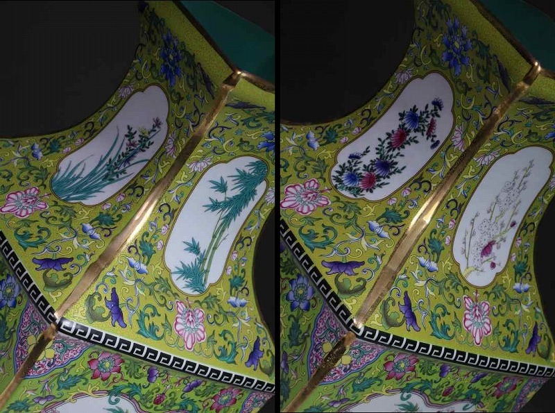 大清乾隆年 琺瑯彩 描金 花鳥図四方瓶 花瓶 花器 賞瓶 高46cm B09I05A