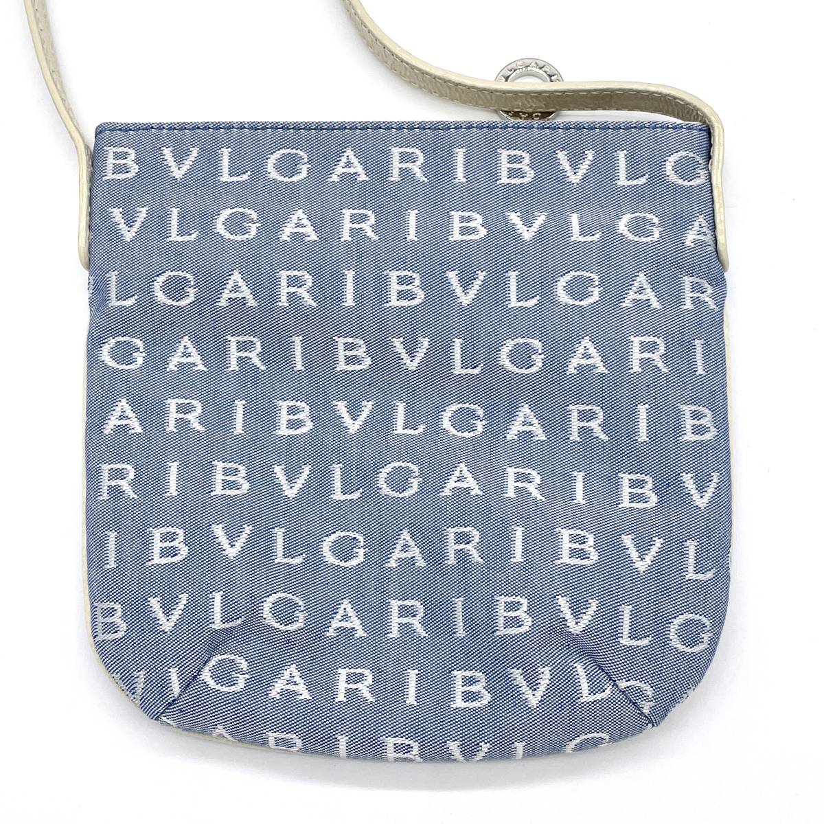 BVLGARI ロゴマニア ジャガード ハンドバッグ 青 白 BVLGARI⁄ブルガリ ロゴマニア ビーゼロワン ハンドバッグ レザー 1円