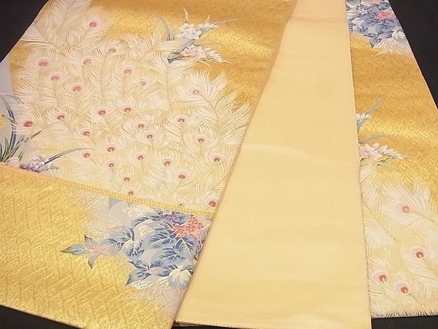 着物屋こころ□六通柄袋帯 唐織 孔雀花文 金銀糸 正絹 逸品