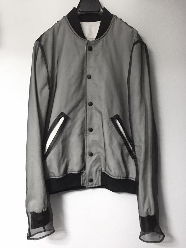 PIGALLE フランス製 チュール地 レイヤー ボンバージャケット スタジャン ブルゾン 黒 白 L ロゴ