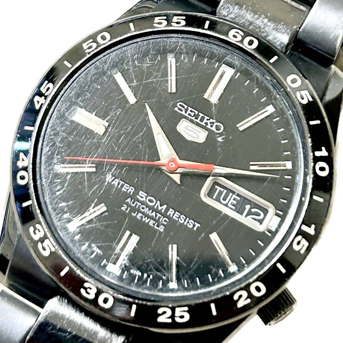 1円〜 ☆T セイコー SEIKO セイコー5 7S26-02TO ブラックモデル 裏