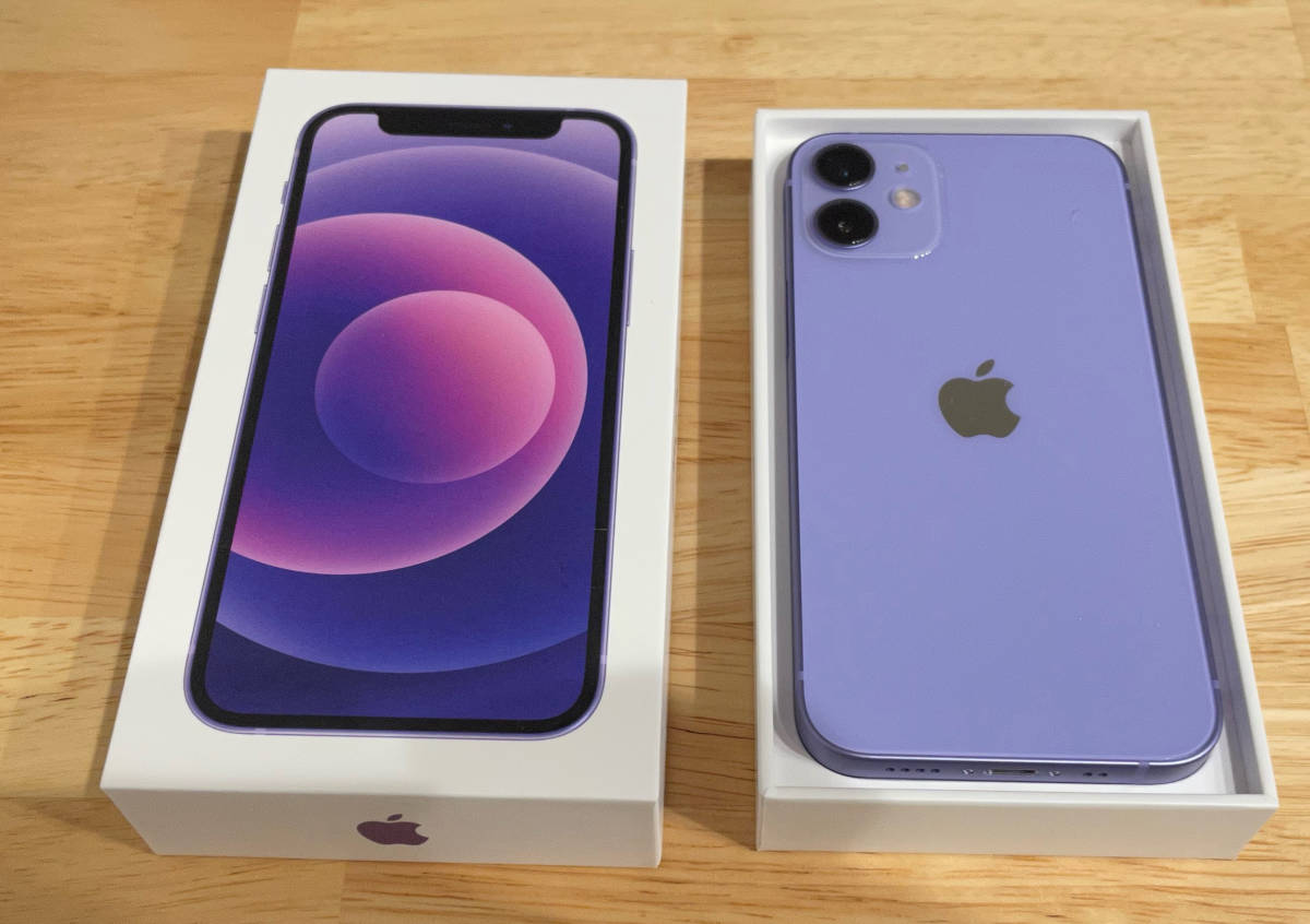 ほぼ新品】iPhone 12 mini 64GB パープル 国内SIMフリー版 ガラス