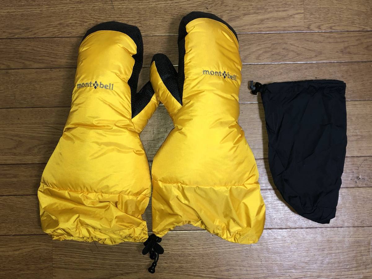 美品 モンベル ダウンミトン スタッフバッグ付き ゴア ウインドストッパー 800FP EXグースダウン ゴアテックス 雪山 冬山 残雪 登山 スキー