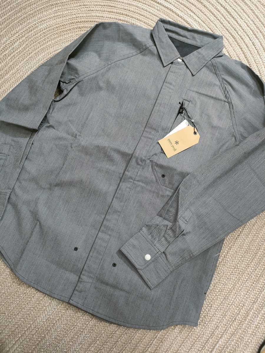 新品 定価25300 スノーピーク パワーストレッチ 接触冷感 長袖 シャツ ネイビー 紺 L SNOW PEAK アウトドア ウェア メンズ
