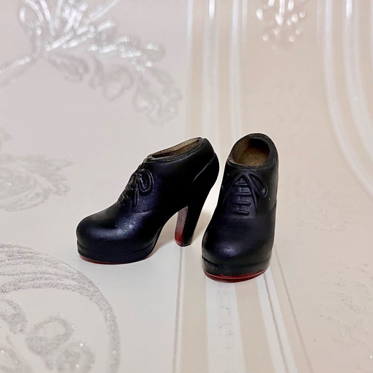 1/6 1/8 1/12 ドール 靴 黒 赤 ブーティ バービー 人形 Barbie ネオ ミディ ブライス シューズ ハイヒール ブーツ オビツ 22 24 27 服_4