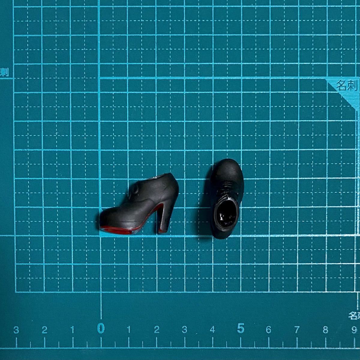 1/6 1/8 1/12 ドール 靴 黒 赤 ブーティ バービー 人形 Barbie ネオ ミディ ブライス シューズ ハイヒール ブーツ オビツ 22 24 27 服_5