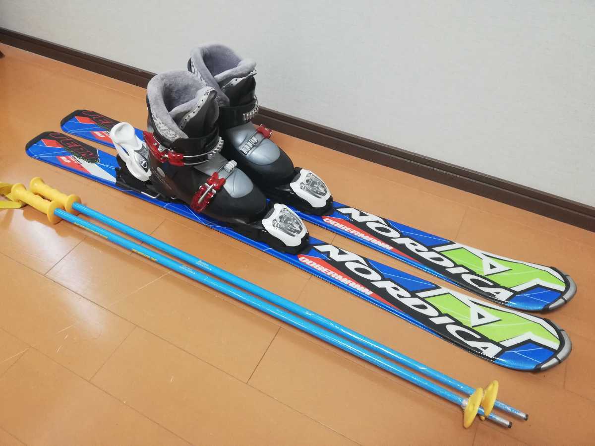 エッジ研磨ワックス済! ジュニアスキーセット スキー板110cm スキー