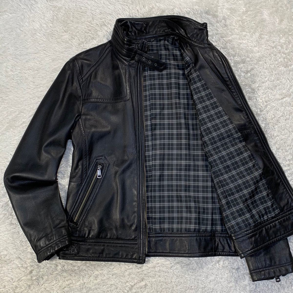 極美品 バーバリー ブラックレーベル レザー 洋革 ジャケット ノバ
