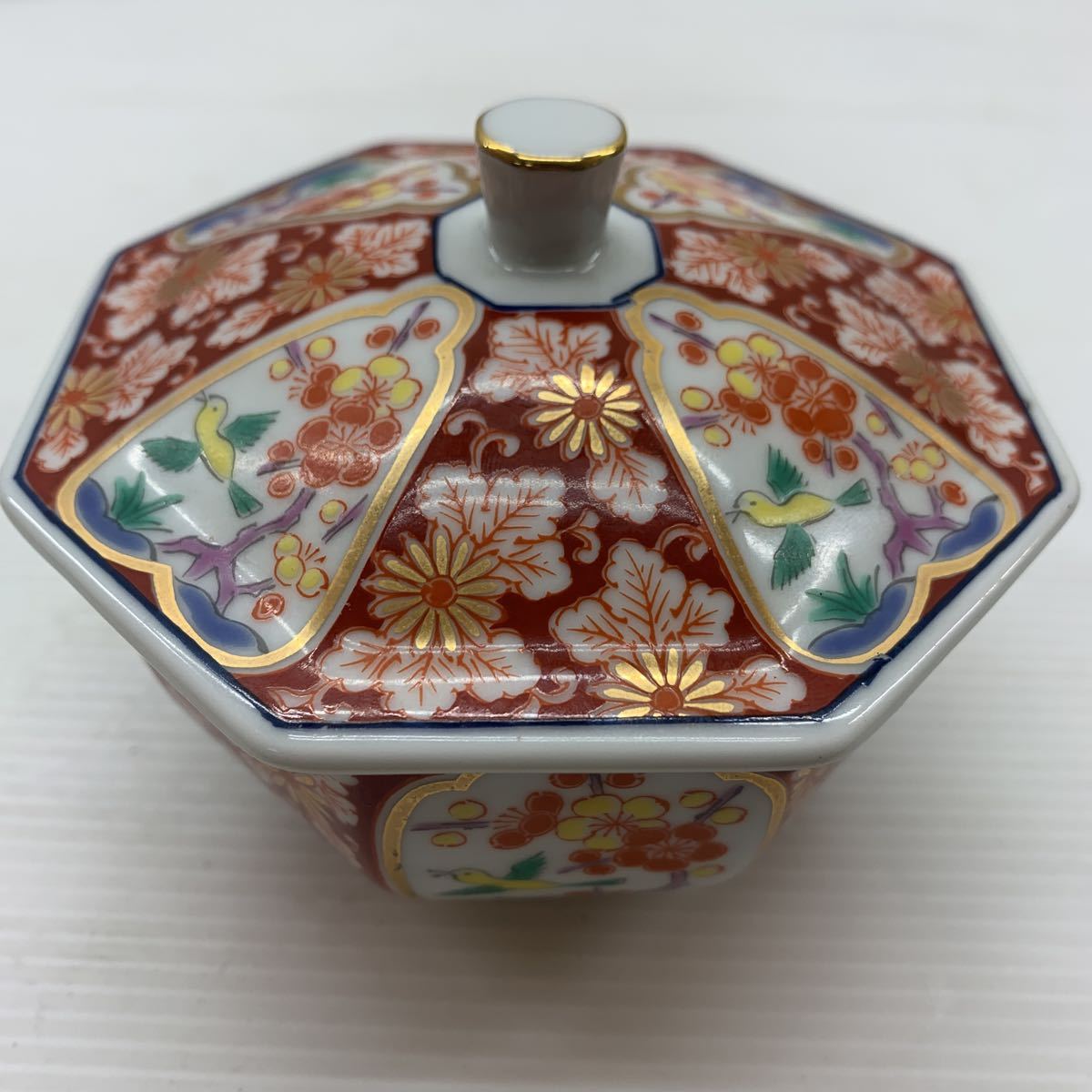 ☆美品☆ 錦松梅 彌乃為 作 蓋付 小鉢 4点 セット 円 四角 八角 有田焼
