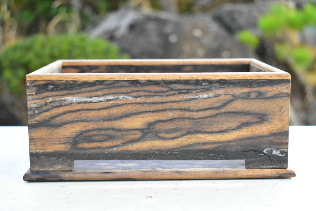 銘木 黒柿造 黒柿箱 煙草盆 14.5cm×20.5cm×高さ8.5cm 山形旧家蔵出し  