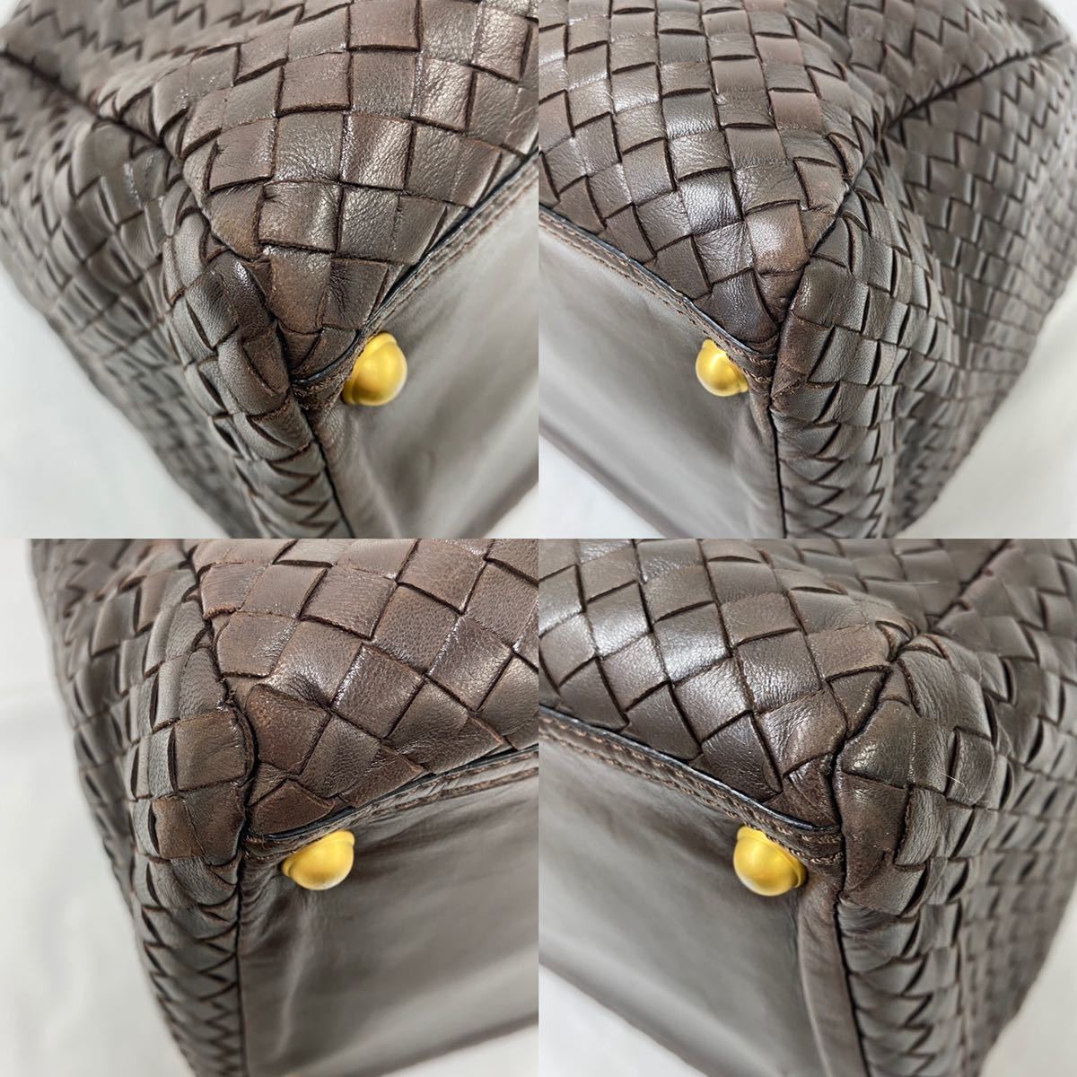 ボッテガヴェネタ イントレチャート BOTTEGA ブラウン 黒 ミニボストン