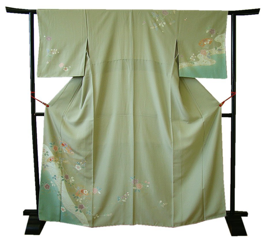 値下げ！時代屋 裄67.5cm 極上縮緬地 金彩加工染 附下げ 訪問着