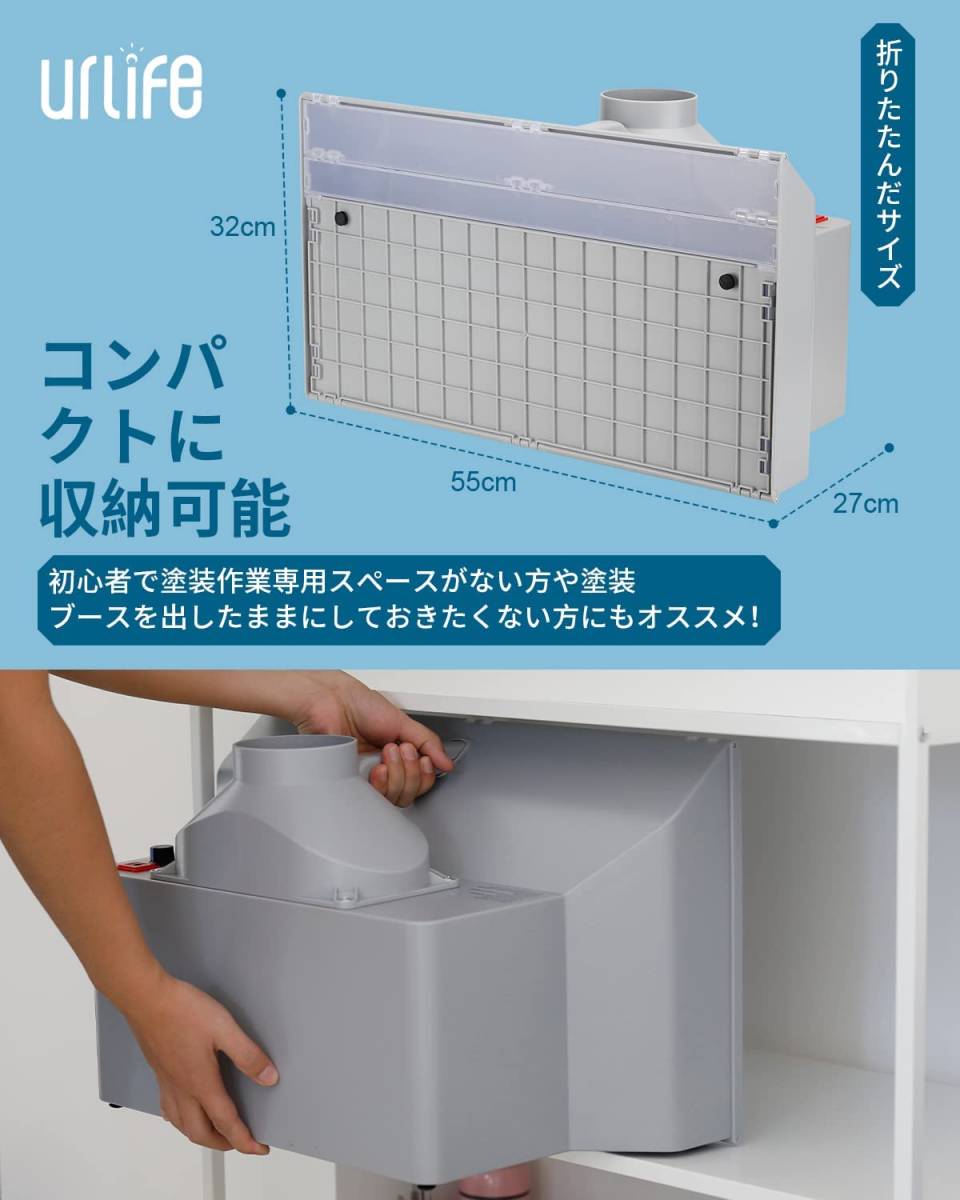 塗装ブース urlife DFPB01 2基強力ファン LED照明付き (開封済、未使用  