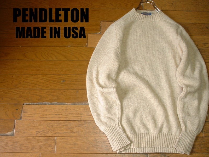 希少USA製PENDLETONシェットランドウールセーター美品L正規ペン 