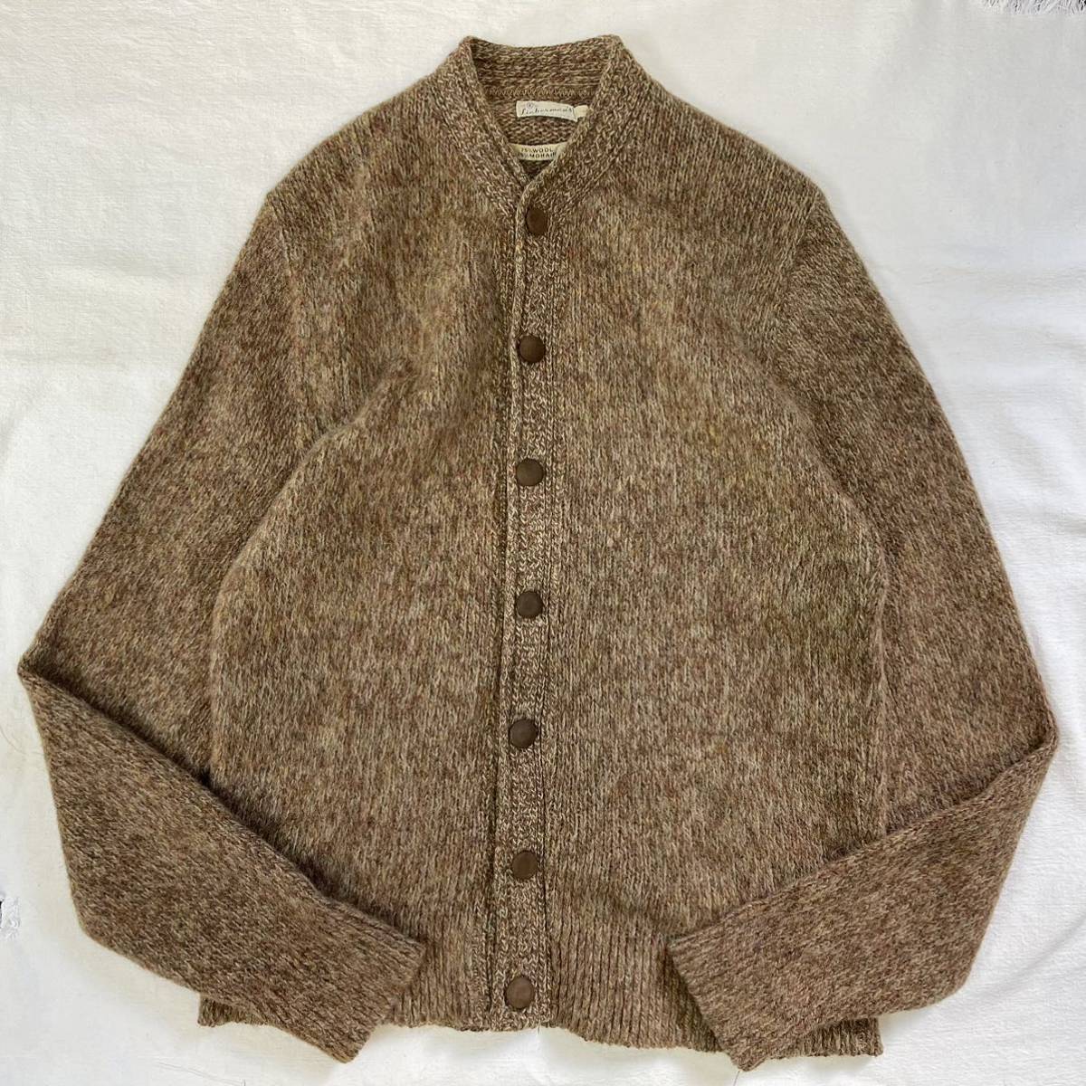 60sビンテージ モヘア単色カーディガンliebermansニット茶色サイズL 
