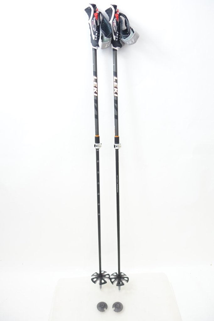 中古 22/23 LEKI PEAK VARIO 3D 95-125cm サイズ調整可能 ストック・ポール サブバスケット付き スキー レキ ピーク・ヴァリオ