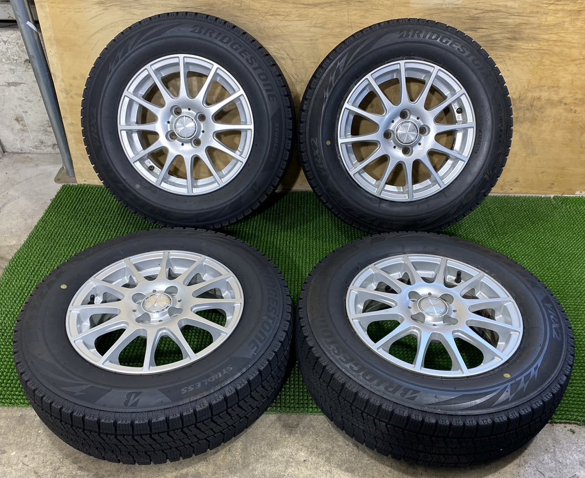 185/70R14 BRIDGESTONE【2本2019年 2本2021年】(社外アルミホイール) 14X5.5J ET42 4H/100 4本セット！