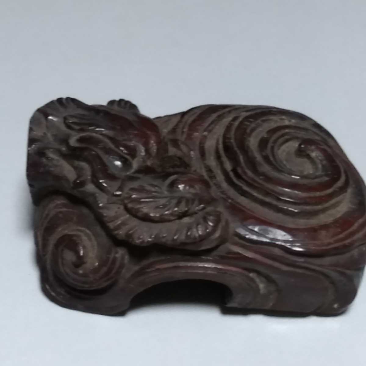 木製 提物 根付 龍 彫刻 木彫り 龍 根付 在銘 細密彫刻 Yahoo!オークション 木彫龍根付 提げ物 - 龍根付朱