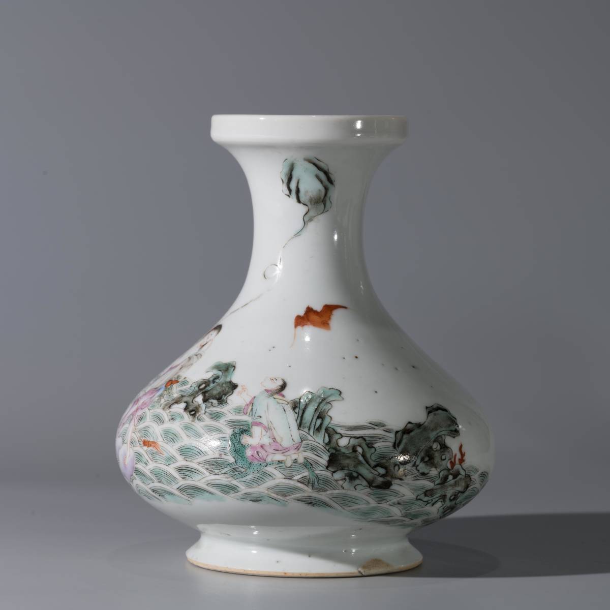 中国美術 粉彩人物画花入 高さ19㎝ 東Y7-0520⑥ 中国