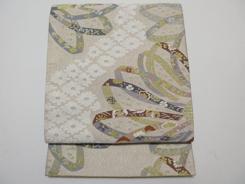 ドークブア■太鼓柄袋帯　明綴れ　金通し　菊　極上の逸品　B28