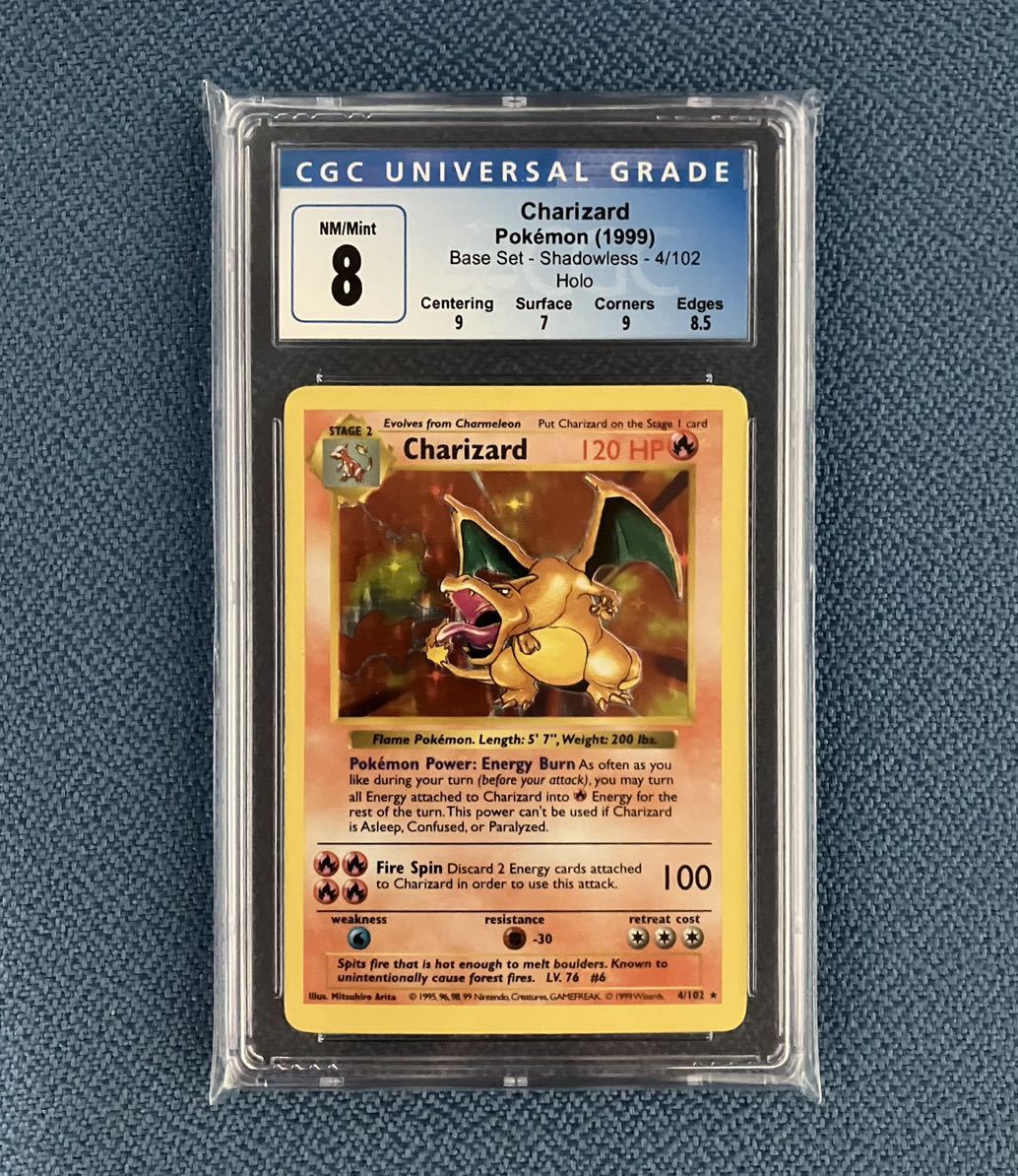 英語版 ポケモンカード リザードン CGC8 シャドーレス 英語 初版