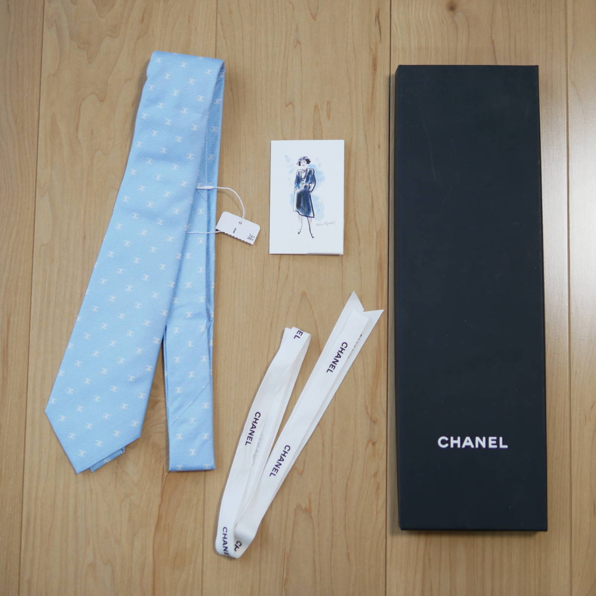 未使用 CHANEL シャネル ココマーク柄 ネクタイ 箱付 送料込 ネクタイ