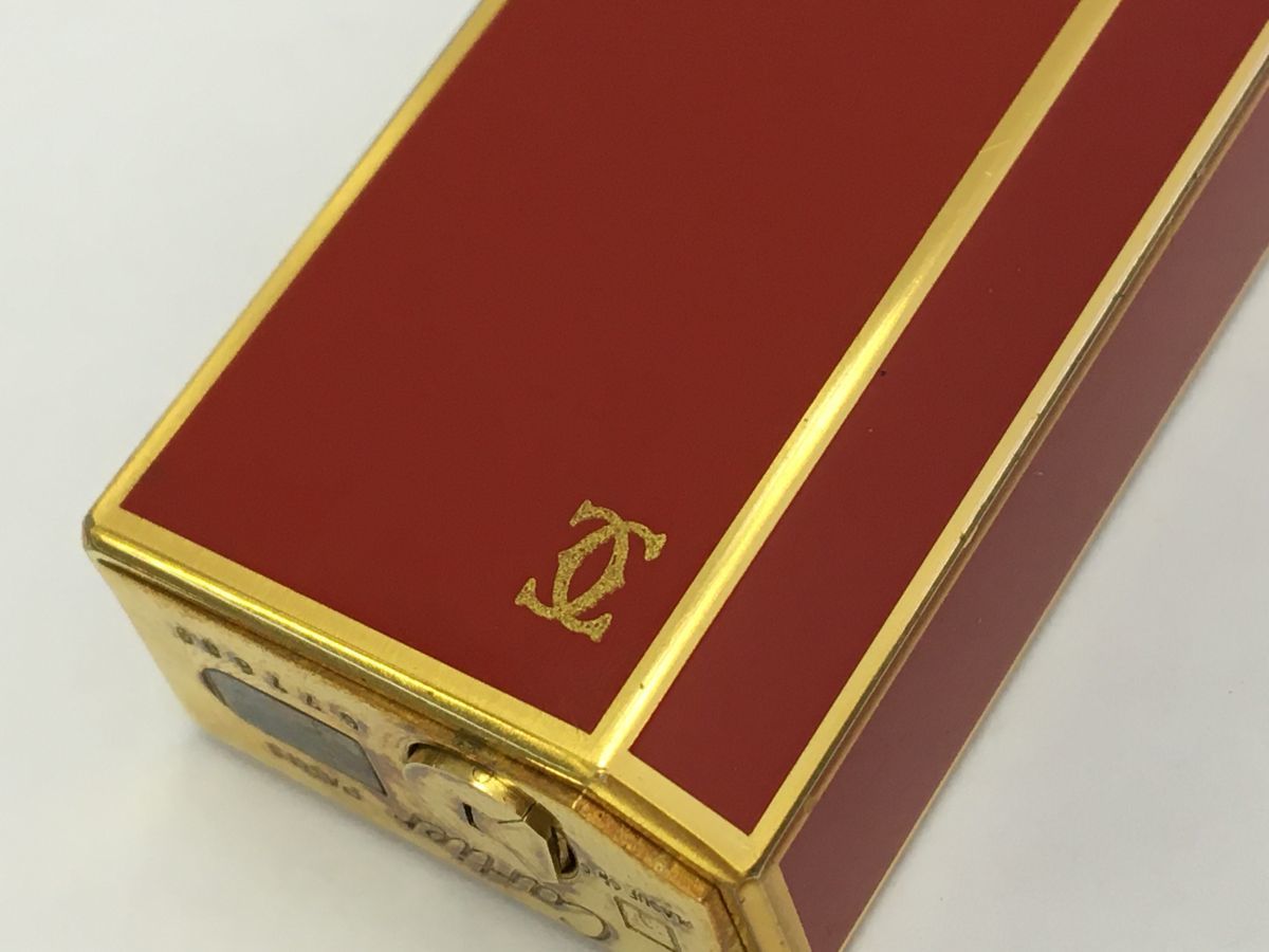 安い，人気セール W656-A145-16 ▲ Cartier カルティエ ガスライター レッド×ゴールド 喫煙具 喫煙グッズ ⑤