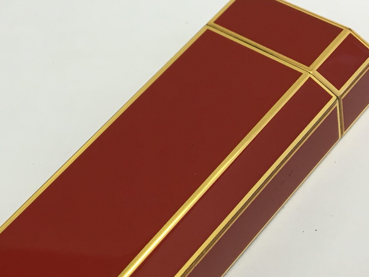 安い，人気セール W656-A145-16 ▲ Cartier カルティエ ガスライター レッド×ゴールド 喫煙具 喫煙グッズ ⑤