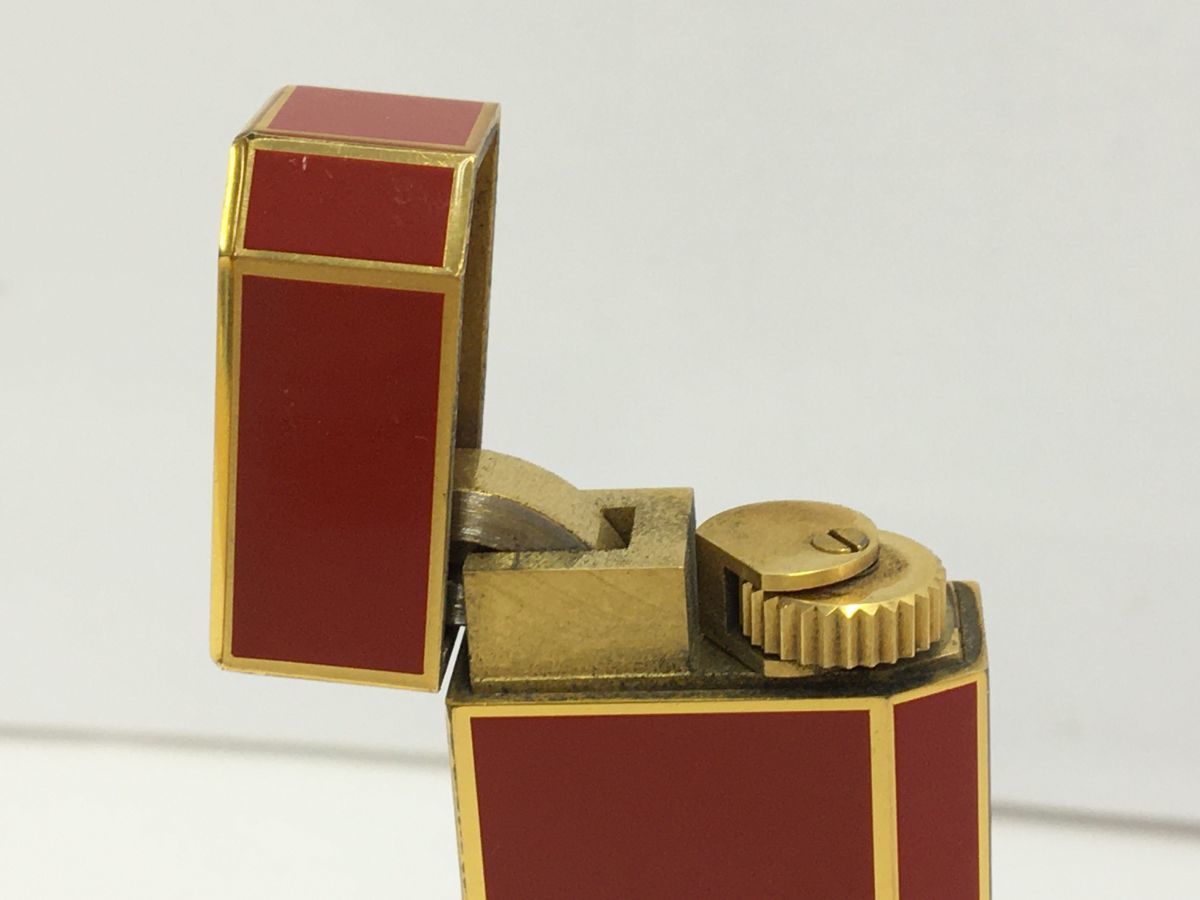 安い，人気セール W656-A145-16 ▲ Cartier カルティエ ガスライター レッド×ゴールド 喫煙具 喫煙グッズ ⑤