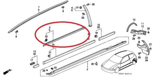 ホンダ 純正 シビックEG6 EG4 ウィンドウ ドアモールディング ウェザー 