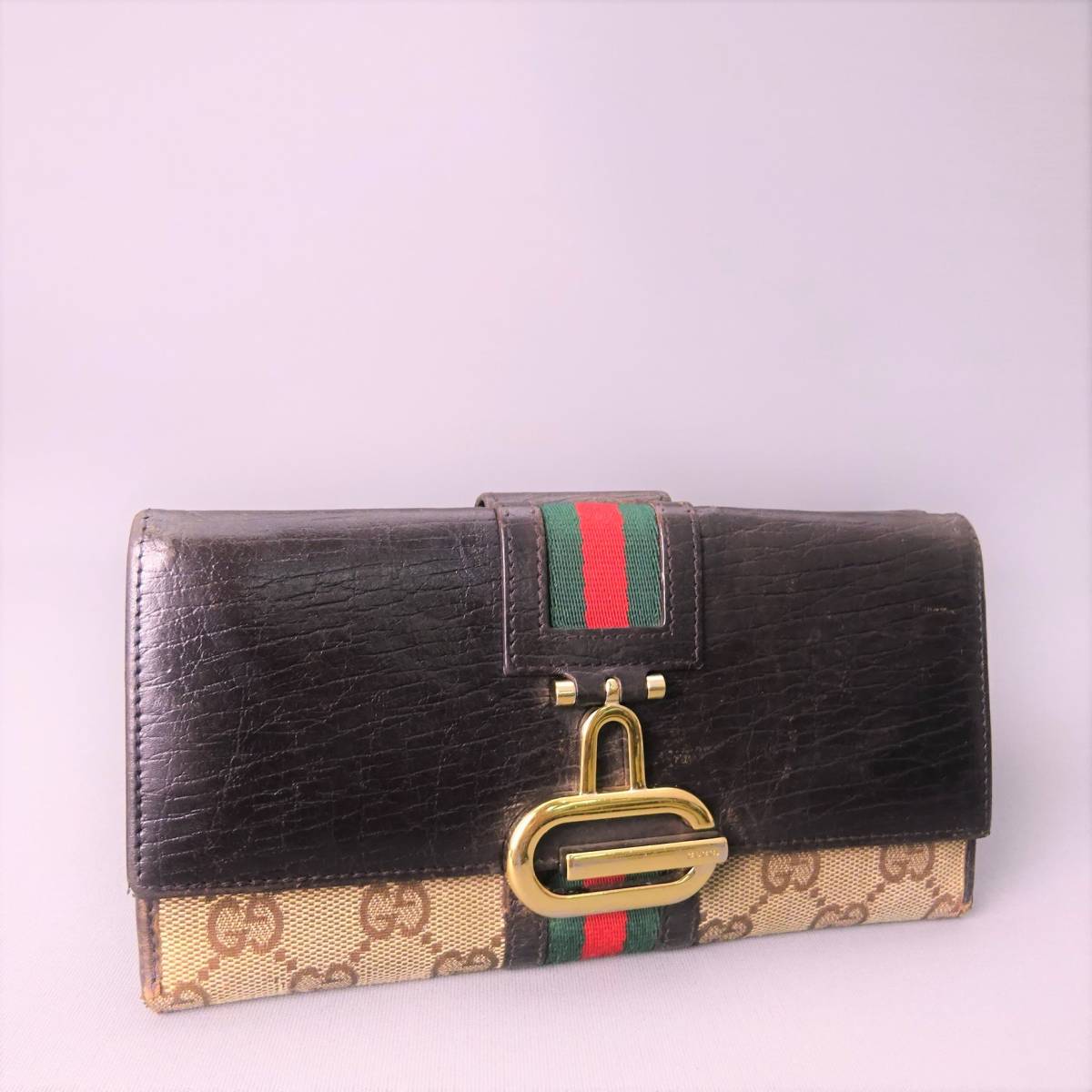 本物□グッチ□シェリーライン/ロングウォレット/GGキャンバス 