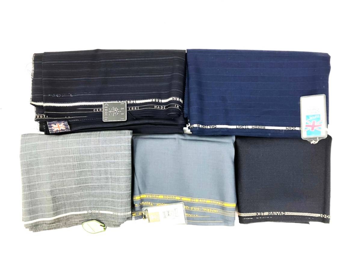 ■(M) おまとめ5点 CERRUTI ダイドーリミテッド インペリアルゴールド CAVIAR 生地 布地 メンズ スーツ 仕立て 裁縫（27575I19）