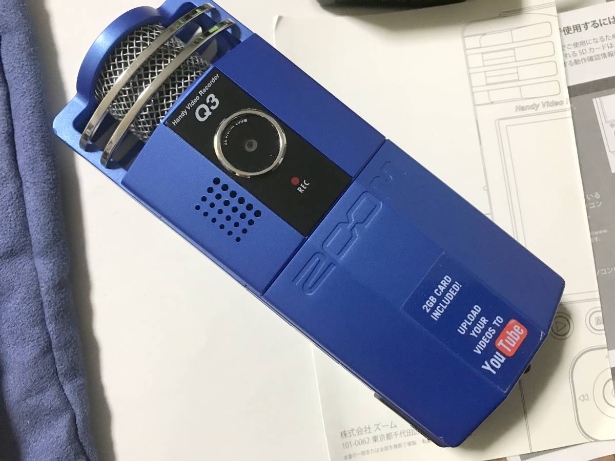 美品動作品 ZOOM Q3 ハンディビデオレコーダー ブルー MA2 アダプター