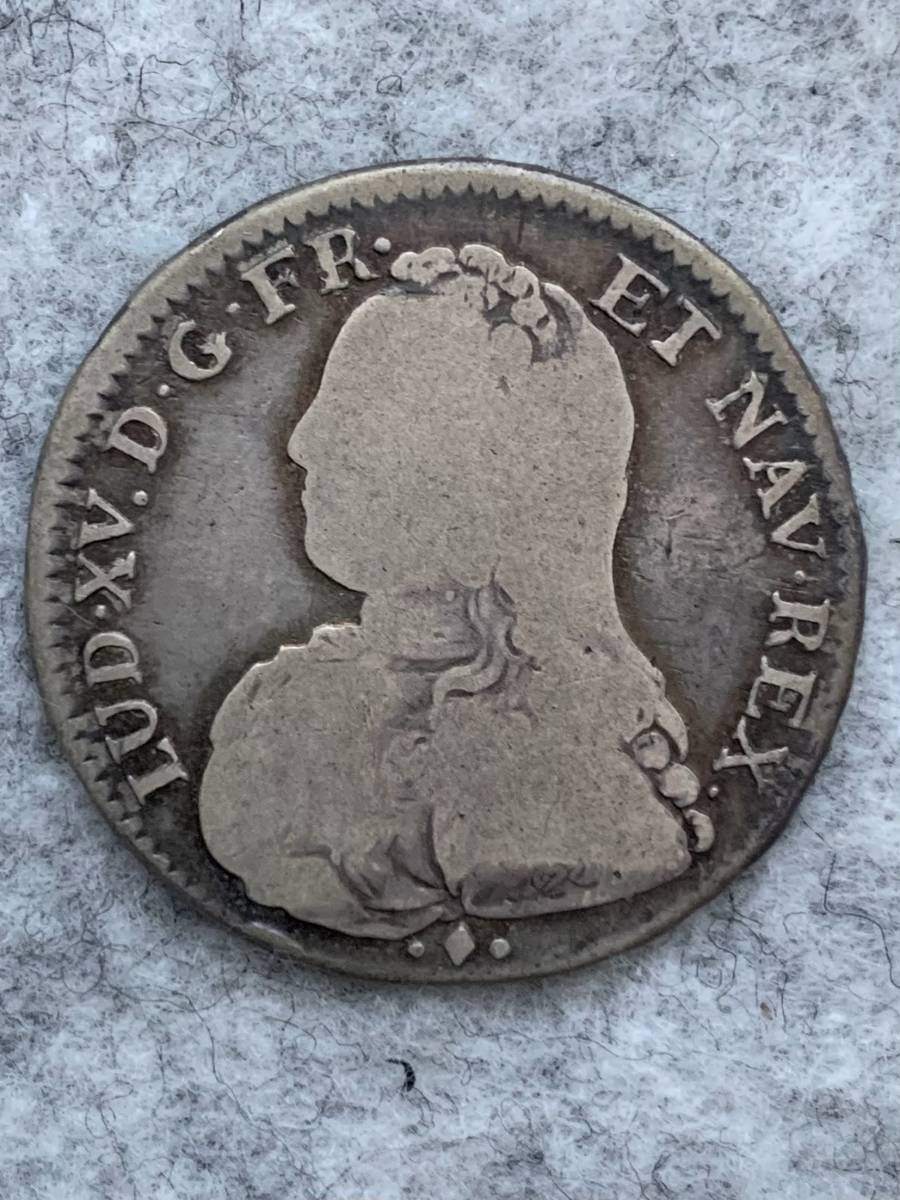 フランス（ブルボン朝）　1730年　（国王）ルイ15世　1/2エキュ　銀貨