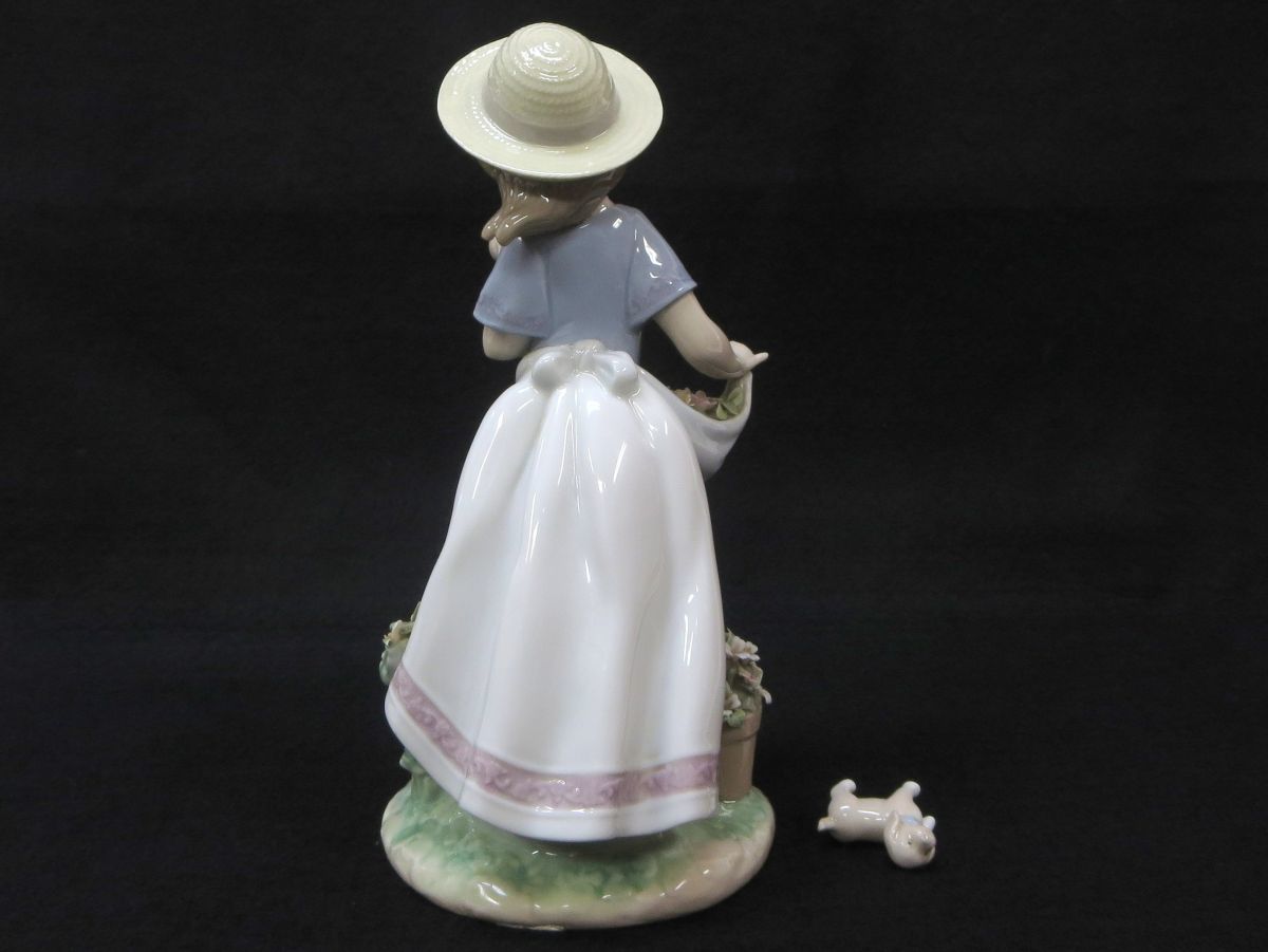1000円スタート フィギュリン LLADRO リヤドロ 少女 犬 陶器置物 0